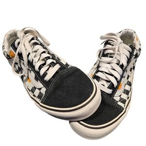 VANS Old Skool Checkerboard Daisy Flower Love me Love me not Shoes Women 8.5